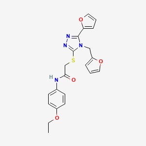molecular formula C21H20N4O4S B12150849 N-(4-ethoxyphenyl)-2-{[5-(furan-2-yl)-4-(furan-2-ylmethyl)-4H-1,2,4-triazol-3-yl]sulfanyl}acetamide 