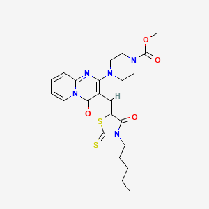 molecular formula C24H29N5O4S2 B12150881 ethyl 4-{4-oxo-3-[(Z)-(4-oxo-3-pentyl-2-thioxo-1,3-thiazolidin-5-ylidene)methyl]-4H-pyrido[1,2-a]pyrimidin-2-yl}piperazine-1-carboxylate 