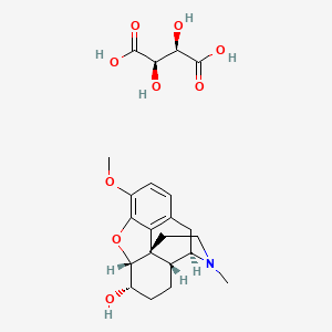 molecular formula C22H29NO9 B1215089 (4R,4aR,7S,7aR,12bS)-9-methoxy-3-methyl-2,4,4a,5,6,7,7a,13-octahydro-1H-4,12-methanobenzofuro[3,2-e]isoquinolin-7-ol;(2R,3R)-2,3-dihydroxybutanedioic acid CAS No. 5965-13-9