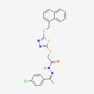 molecular formula C23H19ClN4OS3 B12150901 N'-[(1Z)-1-(4-chlorophenyl)ethylidene]-2-({5-[(naphthalen-1-ylmethyl)sulfanyl]-1,3,4-thiadiazol-2-yl}sulfanyl)acetohydrazide 