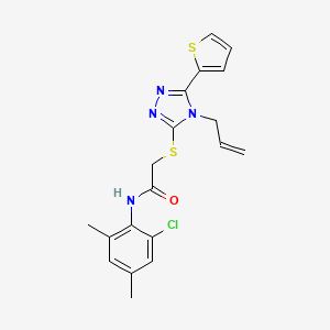 molecular formula C19H19ClN4OS2 B12151036 N-(2-chloro-4,6-dimethylphenyl)-2-{[4-(prop-2-en-1-yl)-5-(thiophen-2-yl)-4H-1,2,4-triazol-3-yl]sulfanyl}acetamide 