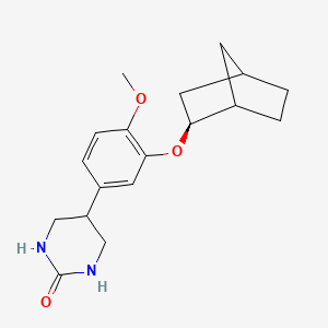 molecular formula C18H24N2O3 B1215113 2(1H)-Pyrimidinone,5-[3-[(1S,2S,4R)-bicyclo[2.2.1]hept-2-yloxy]-4-methoxyphenyl]tetrahydro- 