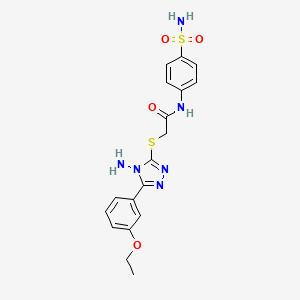 molecular formula C18H20N6O4S2 B12151192 2-[4-amino-5-(3-ethoxyphenyl)(1,2,4-triazol-3-ylthio)]-N-(4-sulfamoylphenyl)ac etamide 
