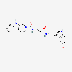 molecular formula C26H29N5O3 B12151223 N-(3-{[2-(5-methoxy-1H-indol-3-yl)ethyl]amino}-3-oxopropyl)-1,3,4,9-tetrahydro-2H-beta-carboline-2-carboxamide 