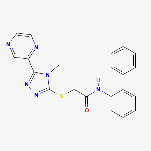 molecular formula C21H18N6OS B12151251 N-(biphenyl-2-yl)-2-{[4-methyl-5-(pyrazin-2-yl)-4H-1,2,4-triazol-3-yl]sulfanyl}acetamide 