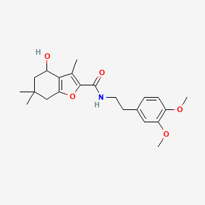 molecular formula C22H29NO5 B12151281 N-[2-(3,4-dimethoxyphenyl)ethyl]-4-hydroxy-3,6,6-trimethyl-4,5,6,7-tetrahydro-1-benzofuran-2-carboxamide 