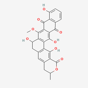 molecular formula C27H20O9 B1215153 3,13,19,26-Tetrahydroxy-15-methoxy-7-methyl-6-oxahexacyclo[12.12.0.02,11.04,9.016,25.018,23]hexacosa-1(14),2(11),3,9,15,18(23),19,21,25-nonaene-5,17,24-trione CAS No. 157110-23-1
