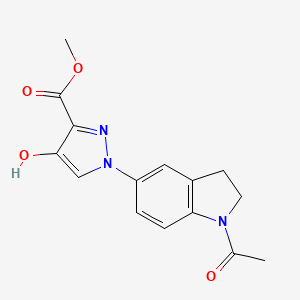 molecular formula C15H15N3O4 B12151569 Methyl 1-(1-acetyl-2,3-dihydroindol-5-yl)-4-hydroxypyrazole-3-carboxylate 