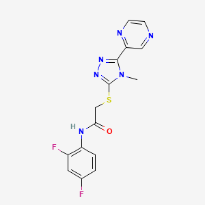 molecular formula C15H12F2N6OS B12151582 N-(2,4-difluorophenyl)-2-{[4-methyl-5-(pyrazin-2-yl)-4H-1,2,4-triazol-3-yl]sulfanyl}acetamide 