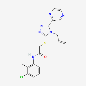 molecular formula C18H17ClN6OS B12151625 N-(3-chloro-2-methylphenyl)-2-{[4-(prop-2-en-1-yl)-5-(pyrazin-2-yl)-4H-1,2,4-triazol-3-yl]sulfanyl}acetamide 