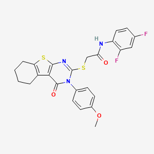 molecular formula C25H21F2N3O3S2 B12151686 N-(2,4-difluorophenyl)-2-{[3-(4-methoxyphenyl)-4-oxo-3,4,5,6,7,8-hexahydro[1]benzothieno[2,3-d]pyrimidin-2-yl]sulfanyl}acetamide 