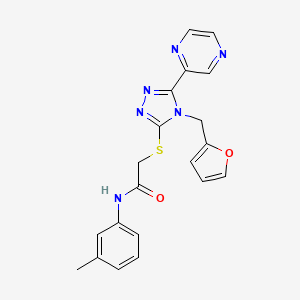 molecular formula C20H18N6O2S B12151693 2-{[4-(furan-2-ylmethyl)-5-(pyrazin-2-yl)-4H-1,2,4-triazol-3-yl]sulfanyl}-N-(3-methylphenyl)acetamide 