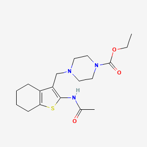 molecular formula C18H27N3O3S B12151711 Ethyl 4-[(2-acetamido-4,5,6,7-tetrahydro-1-benzothiophen-3-yl)methyl]piperazine-1-carboxylate 