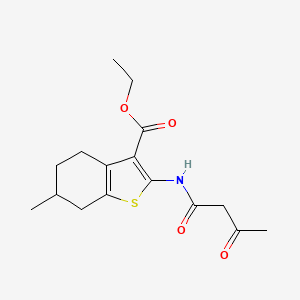 molecular formula C16H21NO4S B12151783 Ethyl 6-methyl-2-(3-oxobutanamido)-4,5,6,7-tetrahydro-1-benzothiophene-3-carboxylate 