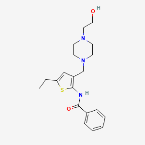 molecular formula C20H27N3O2S B12151791 N-(5-ethyl-3-{[4-(2-hydroxyethyl)piperazin-1-yl]methyl}thiophen-2-yl)benzamide 