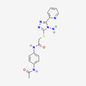 molecular formula C17H17N7O2S B12151983 N-[4-(acetylamino)phenyl]-2-(4-amino-5-(2-pyridyl)(1,2,4-triazol-3-ylthio))ace tamide 
