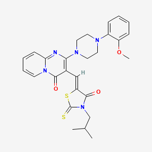 molecular formula C27H29N5O3S2 B12152010 2-[4-(2-methoxyphenyl)piperazin-1-yl]-3-{(Z)-[3-(2-methylpropyl)-4-oxo-2-thioxo-1,3-thiazolidin-5-ylidene]methyl}-4H-pyrido[1,2-a]pyrimidin-4-one 