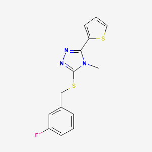 molecular formula C14H12FN3S2 B12152011 3-[(3-fluorobenzyl)sulfanyl]-4-methyl-5-(thiophen-2-yl)-4H-1,2,4-triazole 