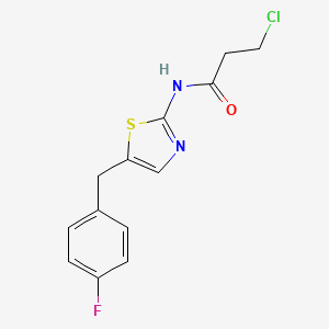 molecular formula C13H12ClFN2OS B12152102 3-chloro-N-[5-(4-fluorobenzyl)-1,3-thiazol-2-yl]propanamide 