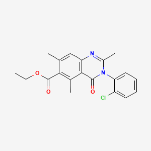 Ethyl 3-(2-chlorophenyl)-2,5,7-trimethyl-4-oxoquinazoline-6-carboxylate