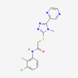 molecular formula C16H15ClN6OS B12152224 N-(3-chloro-2-methylphenyl)-2-{[4-methyl-5-(pyrazin-2-yl)-4H-1,2,4-triazol-3-yl]sulfanyl}acetamide 