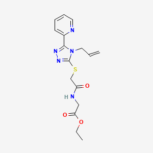 molecular formula C16H19N5O3S B12152288 Ethyl 2-[2-(4-prop-2-enyl-5-(2-pyridyl)-1,2,4-triazol-3-ylthio)acetylamino]ace tate 