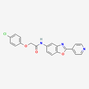 molecular formula C20H14ClN3O3 B1215248 2-(4-chlorophenoxy)-N-(2-pyridin-4-yl-1,3-benzoxazol-5-yl)acetamide 