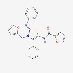molecular formula C26H21N3O3S B12152512 N-[(2Z)-3-(furan-2-ylmethyl)-4-(4-methylphenyl)-2-(phenylimino)-2,3-dihydro-1,3-thiazol-5-yl]furan-2-carboxamide 