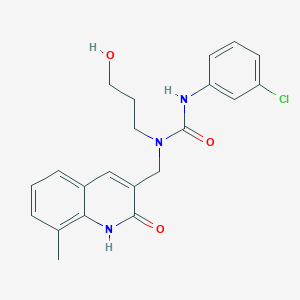 3-(3-chlorophenyl)-1-(3-hydroxypropyl)-1-[(8-methyl-2-oxo-1H-quinolin-3-yl)methyl]urea