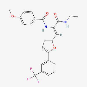 molecular formula C24H21F3N2O4 B12152623 N-[(1Z)-3-(ethylamino)-3-oxo-1-{5-[3-(trifluoromethyl)phenyl]furan-2-yl}prop-1-en-2-yl]-4-methoxybenzamide 