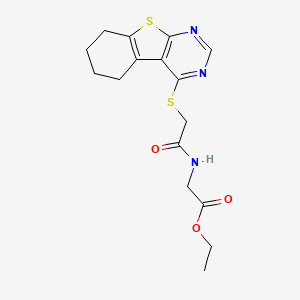 molecular formula C16H19N3O3S2 B12152626 ethyl N-[(5,6,7,8-tetrahydro[1]benzothieno[2,3-d]pyrimidin-4-ylsulfanyl)acetyl]glycinate 