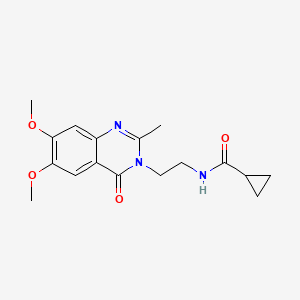 molecular formula C17H21N3O4 B12152627 N-[2-(6,7-dimethoxy-2-methyl-4-oxoquinazolin-3(4H)-yl)ethyl]cyclopropanecarboxamide 
