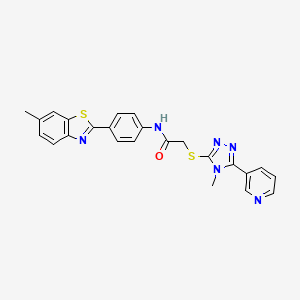 molecular formula C24H20N6OS2 B12152655 N-[4-(6-methyl-1,3-benzothiazol-2-yl)phenyl]-2-{[4-methyl-5-(pyridin-3-yl)-4H-1,2,4-triazol-3-yl]sulfanyl}acetamide 