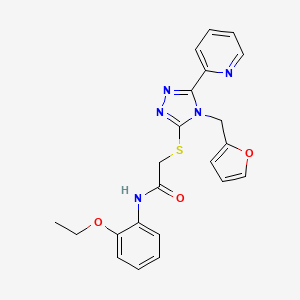 molecular formula C22H21N5O3S B12152686 N-(2-ethoxyphenyl)-2-{[4-(furan-2-ylmethyl)-5-(pyridin-2-yl)-4H-1,2,4-triazol-3-yl]sulfanyl}acetamide 