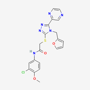 molecular formula C20H17ClN6O3S B12152770 N-(3-chloro-4-methoxyphenyl)-2-{[4-(furan-2-ylmethyl)-5-(pyrazin-2-yl)-4H-1,2,4-triazol-3-yl]sulfanyl}acetamide 