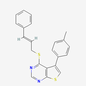 molecular formula C22H18N2S2 B12152954 5-(4-methylphenyl)-4-{[(2E)-3-phenylprop-2-en-1-yl]sulfanyl}thieno[2,3-d]pyrimidine 