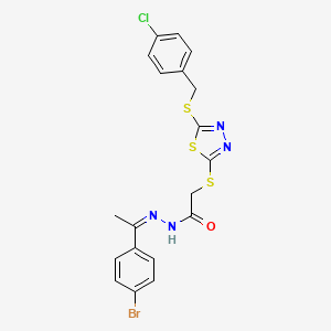 molecular formula C19H16BrClN4OS3 B12152975 N'-[(1Z)-1-(4-bromophenyl)ethylidene]-2-({5-[(4-chlorobenzyl)sulfanyl]-1,3,4-thiadiazol-2-yl}sulfanyl)acetohydrazide 