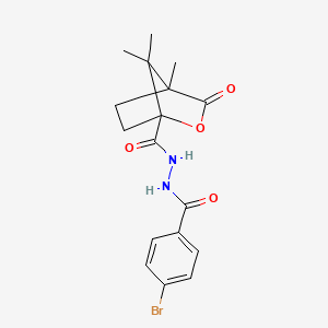 molecular formula C17H19BrN2O4 B12153006 N'-[(4-bromophenyl)carbonyl]-4,7,7-trimethyl-3-oxo-2-oxabicyclo[2.2.1]heptane-1-carbohydrazide 