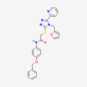 molecular formula C27H23N5O3S B12153014 N-[4-(benzyloxy)phenyl]-2-{[4-(furan-2-ylmethyl)-5-(pyridin-2-yl)-4H-1,2,4-triazol-3-yl]sulfanyl}acetamide 