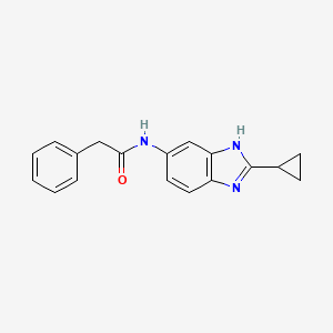 molecular formula C18H17N3O B12153070 N-(2-cyclopropyl-1H-benzimidazol-5-yl)-2-phenylacetamide 