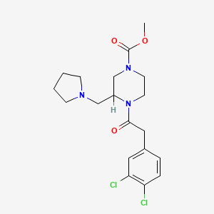 molecular formula C19H25Cl2N3O3 B1215309 Methyl 4-[2-(3,4-dichlorophenyl)acetyl]-3-(pyrrolidin-1-ylmethyl)piperazine-1-carboxylate 