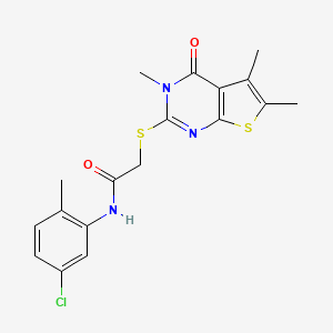 molecular formula C18H18ClN3O2S2 B12153143 N-(5-chloro-2-methylphenyl)-2-[(3,5,6-trimethyl-4-oxo-3,4-dihydrothieno[2,3-d]pyrimidin-2-yl)sulfanyl]acetamide 