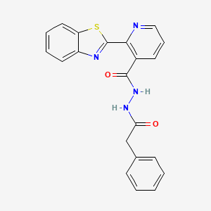 molecular formula C21H16N4O2S B12153159 2-(1,3-benzothiazol-2-yl)-N'-(phenylacetyl)pyridine-3-carbohydrazide 