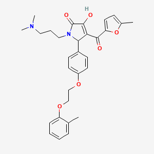 molecular formula C30H34N2O6 B12153160 1-[3-(dimethylamino)propyl]-3-hydroxy-4-[(5-methylfuran-2-yl)carbonyl]-5-{4-[2-(2-methylphenoxy)ethoxy]phenyl}-1,5-dihydro-2H-pyrrol-2-one 