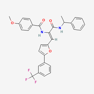 molecular formula C30H25F3N2O4 B12153184 4-methoxy-N-[(1Z)-3-oxo-3-[(1-phenylethyl)amino]-1-{5-[3-(trifluoromethyl)phenyl]furan-2-yl}prop-1-en-2-yl]benzamide 