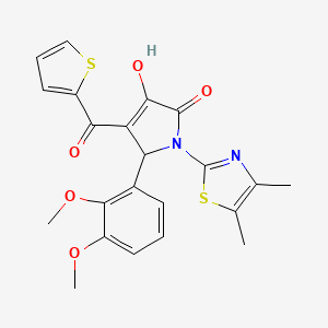 molecular formula C22H20N2O5S2 B12153197 (4E)-5-(2,3-dimethoxyphenyl)-1-(4,5-dimethyl-1,3-thiazol-2-yl)-4-[hydroxy(thiophen-2-yl)methylidene]pyrrolidine-2,3-dione 