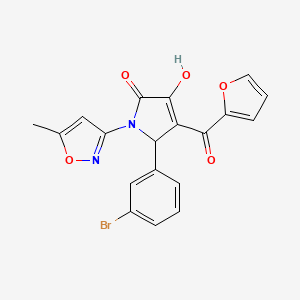molecular formula C19H13BrN2O5 B12153201 (4E)-5-(3-bromophenyl)-4-[furan-2-yl(hydroxy)methylidene]-1-(5-methyl-1,2-oxazol-3-yl)pyrrolidine-2,3-dione 