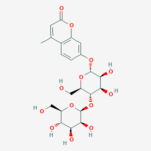 molecular formula C22H28O13 B1215321 7-[(2R,3S,4R,5S,6R)-3,4-dihydroxy-6-(hydroxymethyl)-5-[(2S,3S,4S,5S,6R)-3,4,5-trihydroxy-6-(hydroxymethyl)oxan-2-yl]oxyoxan-2-yl]oxy-4-methylchromen-2-one CAS No. 66068-40-4