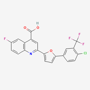 molecular formula C21H10ClF4NO3 B12153236 2-{5-[4-Chloro-3-(trifluoromethyl)phenyl]furan-2-yl}-6-fluoroquinoline-4-carboxylic acid 