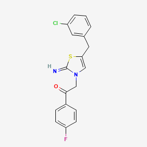 molecular formula C18H14ClFN2OS B12153243 2-[5-(3-chlorobenzyl)-2-imino-1,3-thiazol-3(2H)-yl]-1-(4-fluorophenyl)ethanone CAS No. 6077-81-2